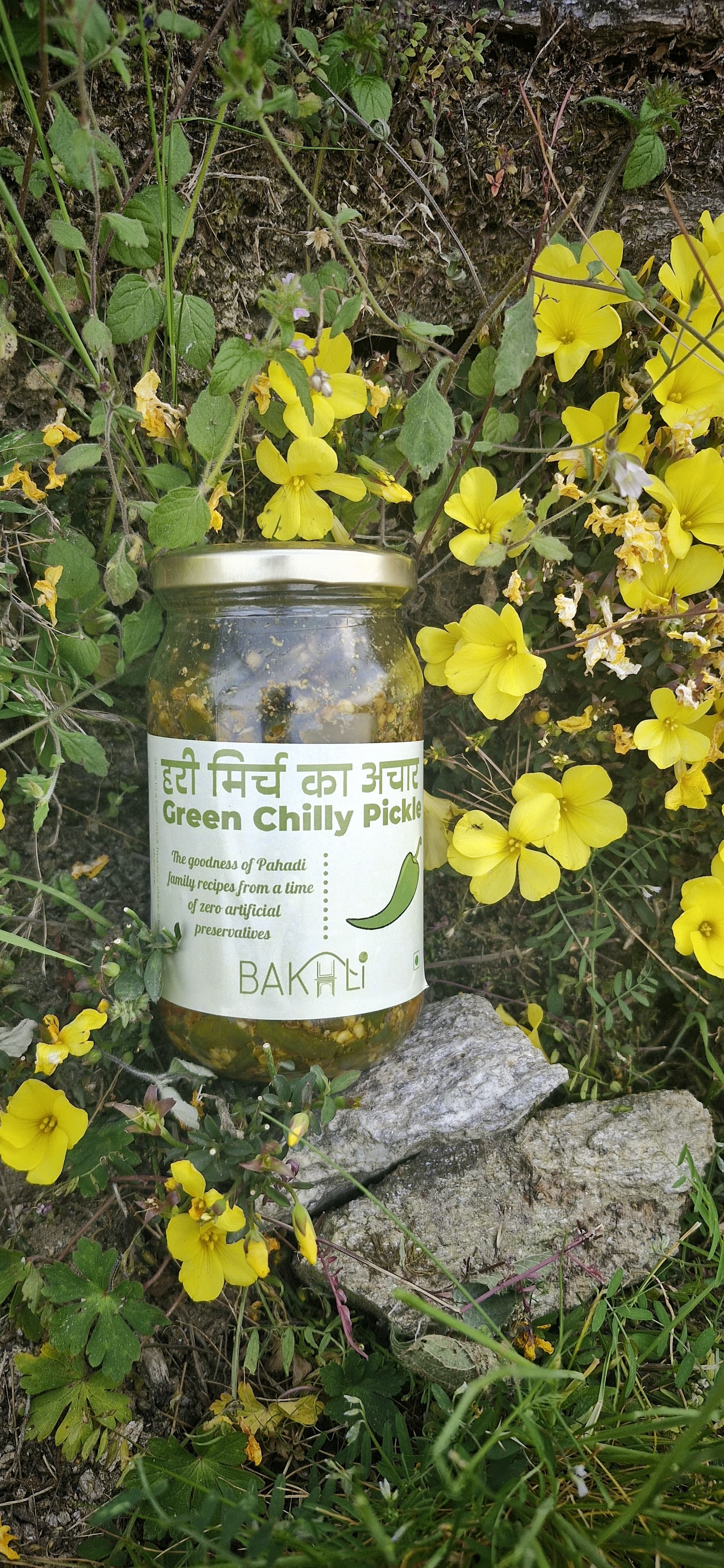 Green Chilly pickle made by Bakhli