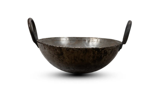 Handmade Iron Kadai with rivetted handle