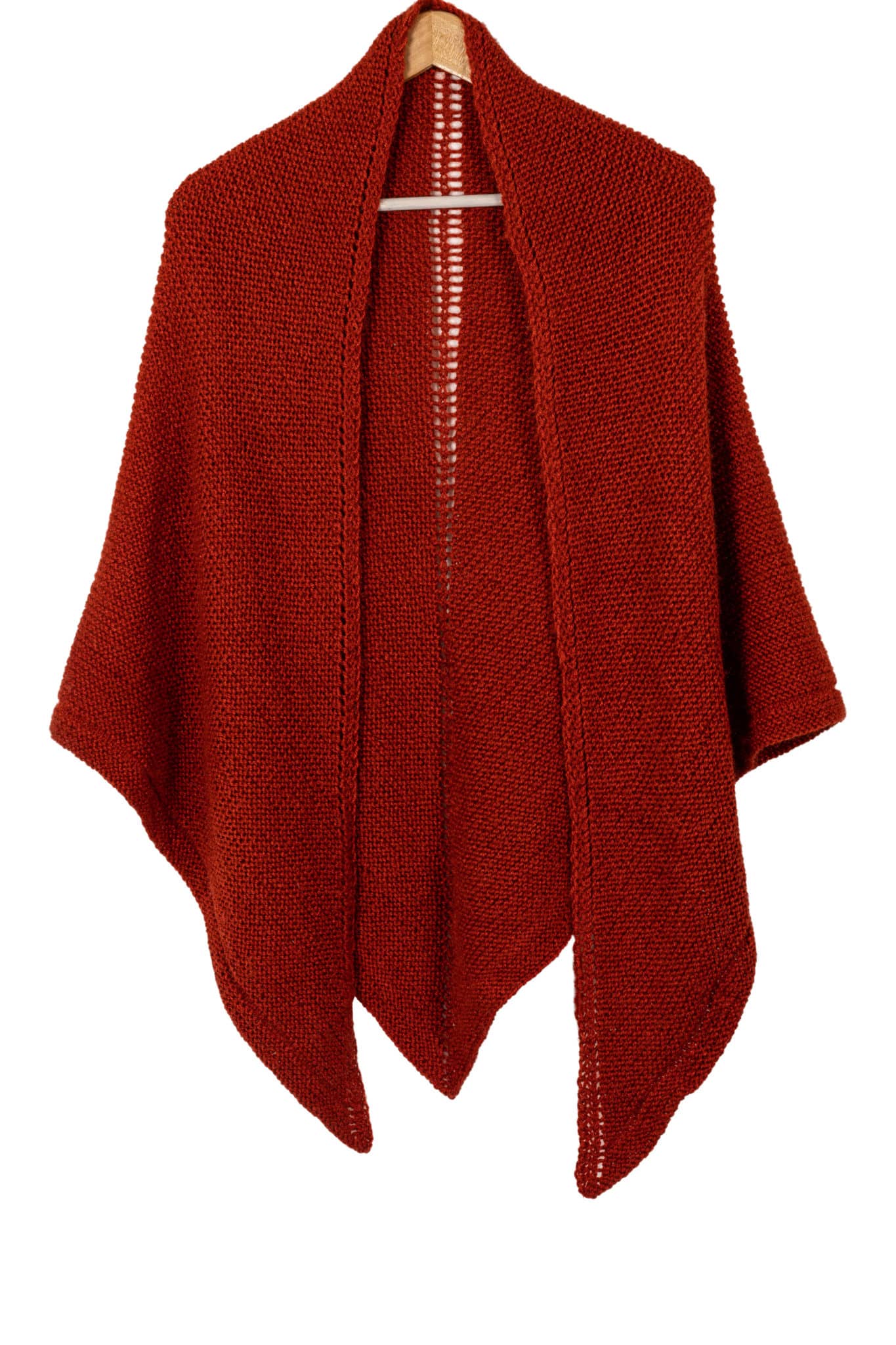 Textured handknitted shawl white background