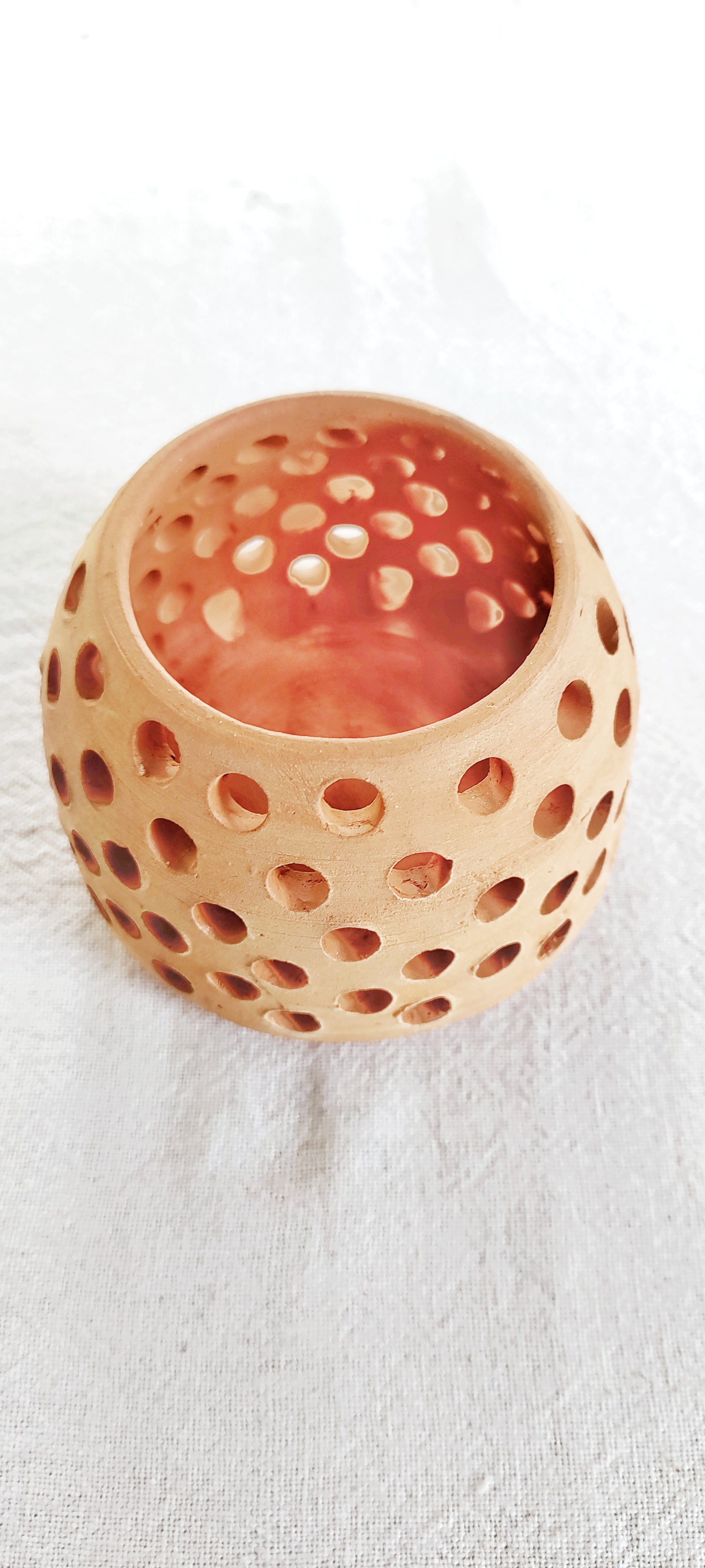 terracotta tealight candle holder