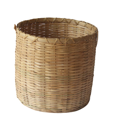 Handmade Bamboo Waste Bin Basket on white background