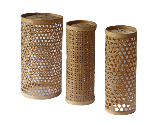 Set of 3 Decorative Bamboo Handcrafted Roof Lampshades