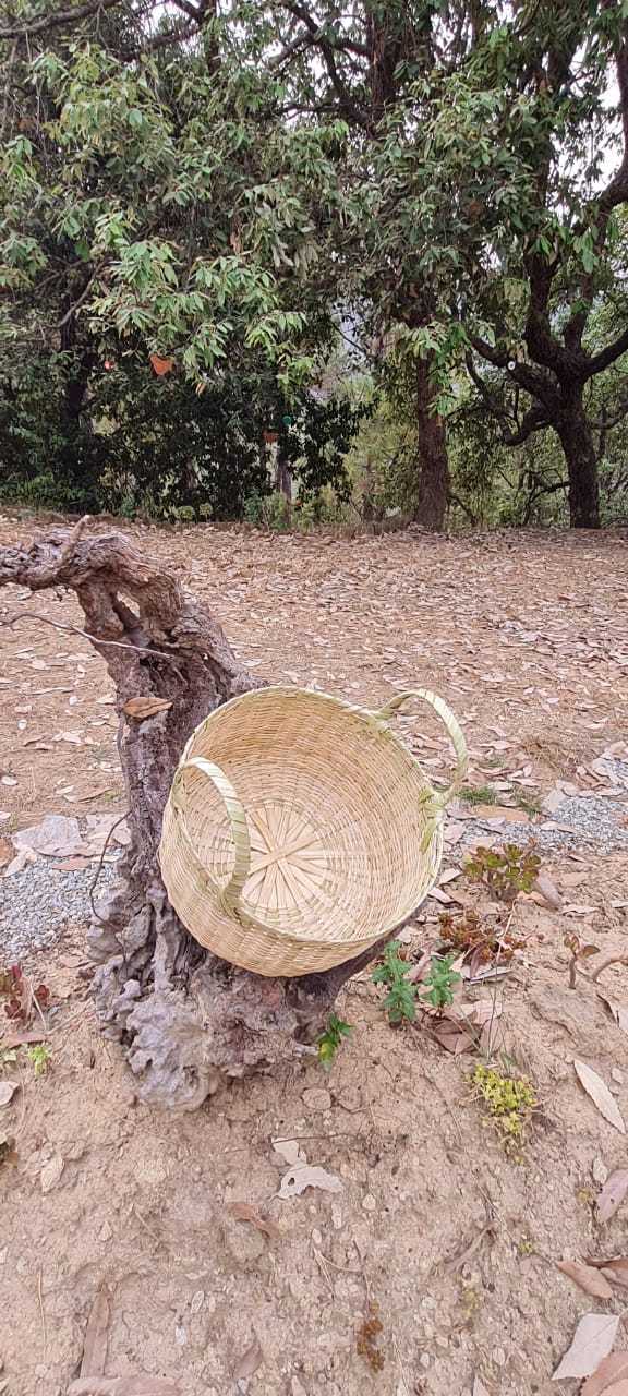 Round Bamboo basket with handles