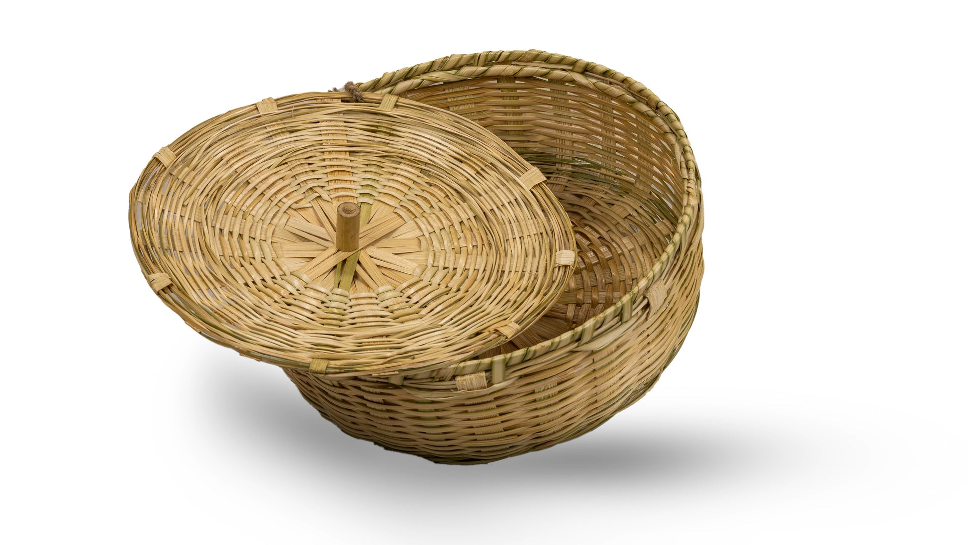 Handmade Bamboo Storage Basket with lid (Small)