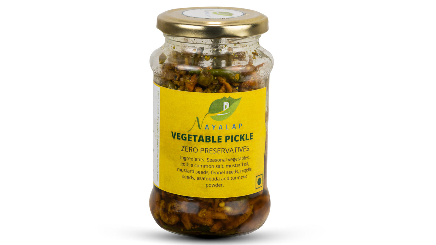 400g vegetable pickle without artificial preservatives on white background with shadow